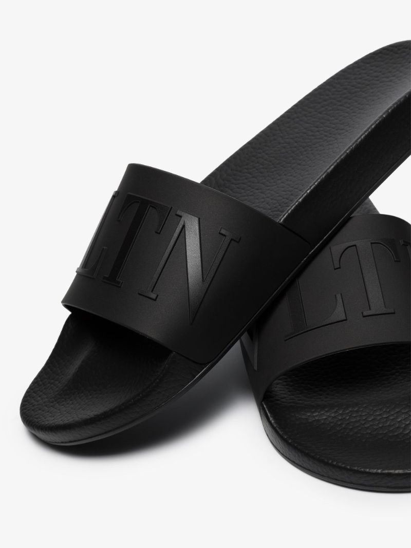Black Vltn Rubber Slides