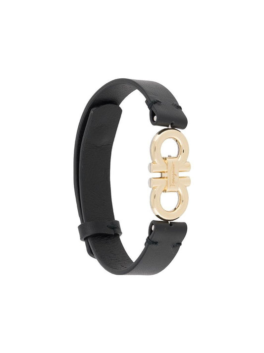 Black Gancini Leather Bracelet