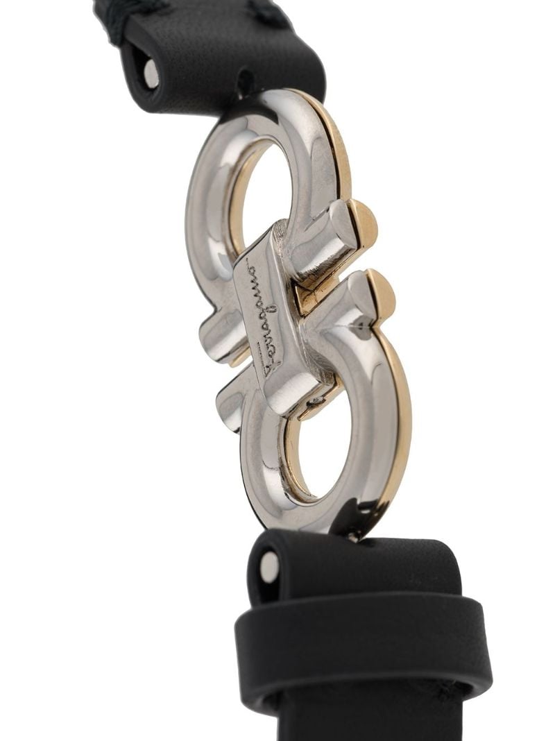 Black Gancini Leather Bracelet
