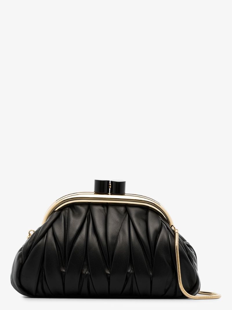 Black Quilted Leather Pouch Bag