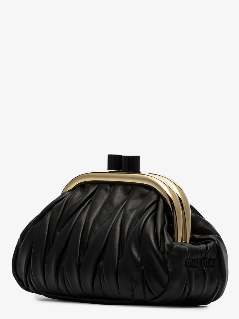 Black Quilted Leather Pouch Bag