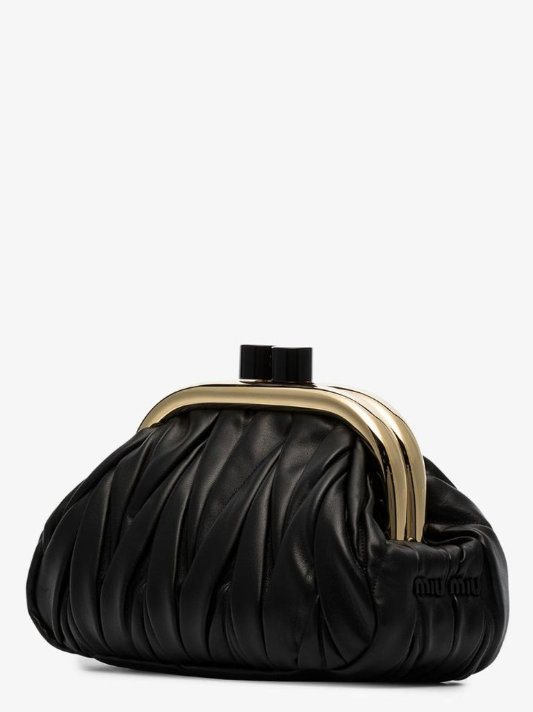Black Quilted Leather Pouch Bag