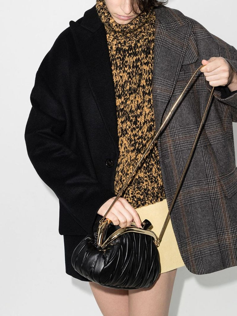 Black Quilted Leather Pouch Bag