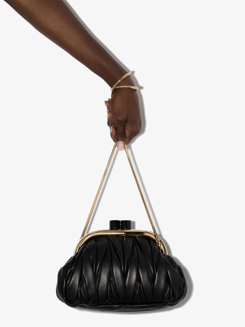 Black Quilted Leather Pouch Bag