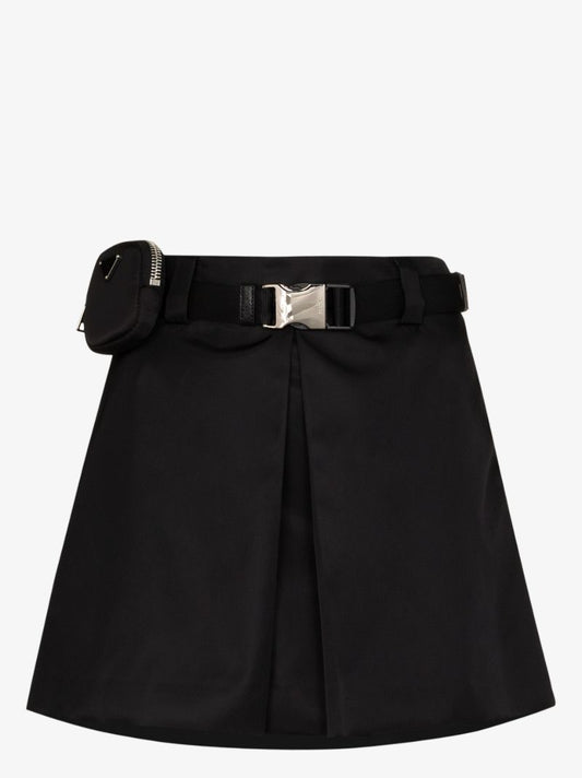 Gabardine Box Pleat Mini Skirt