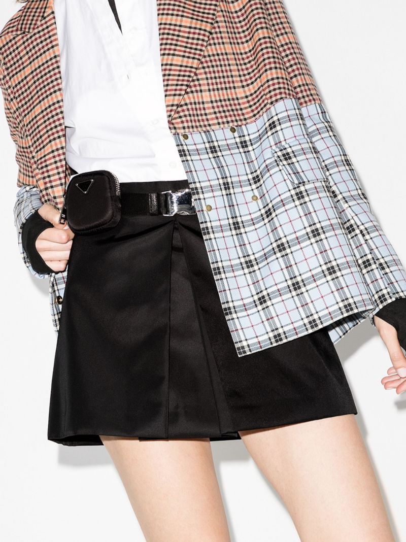 Gabardine Box Pleat Mini Skirt