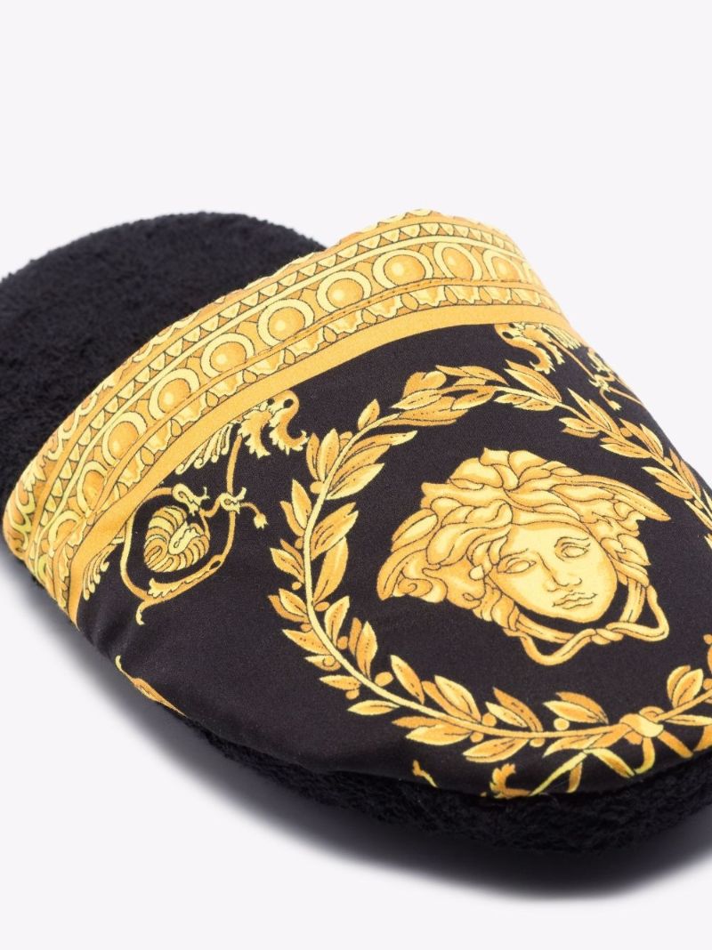 Black Barocco Cotton Slippers