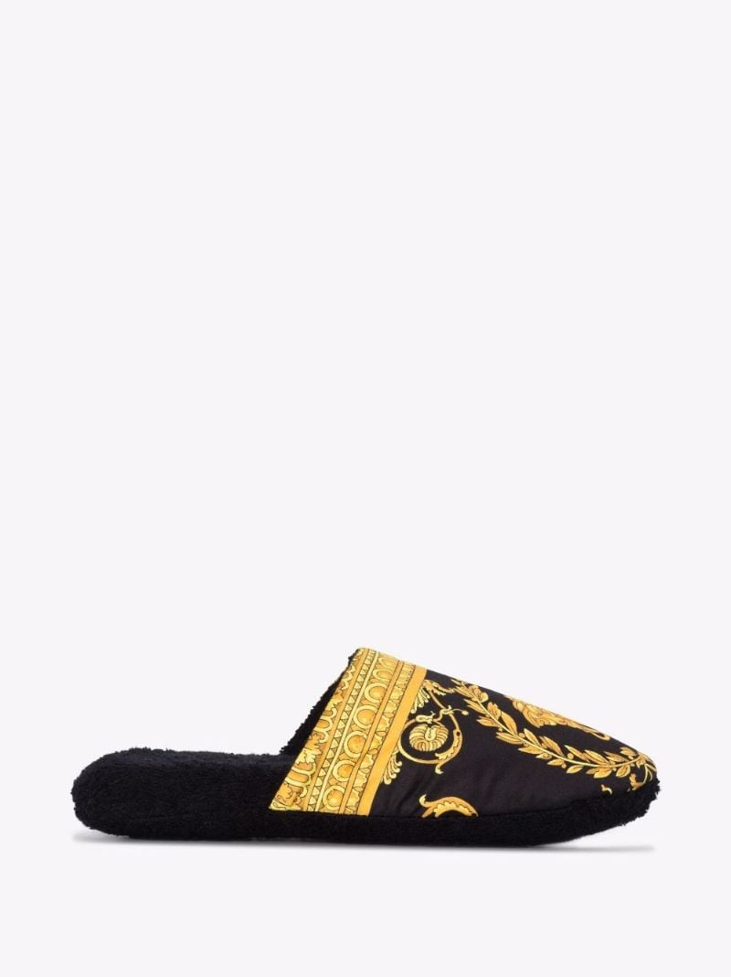 Black Barocco Cotton Slippers