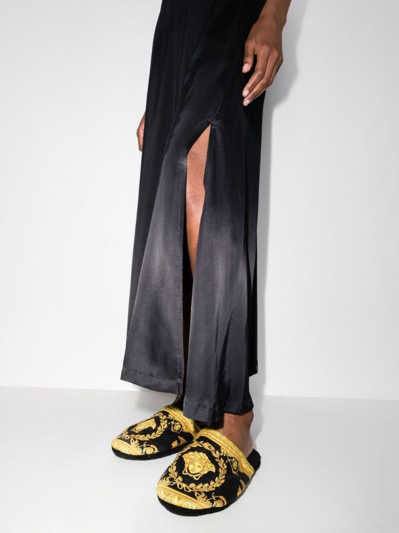 Black Barocco Cotton Slippers