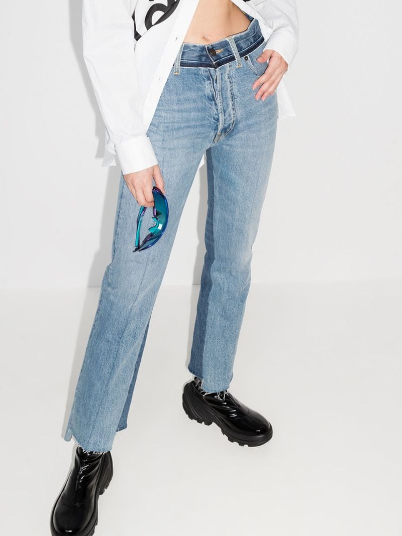Two Tone Straight Leg Jeans