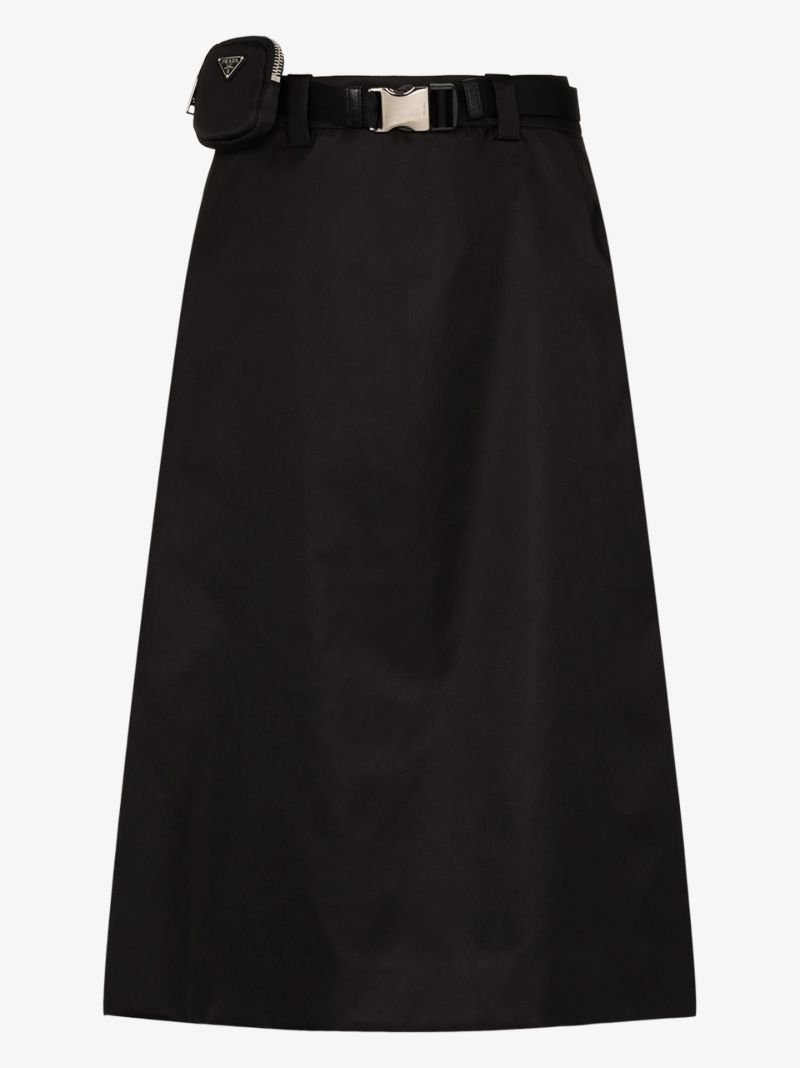 Gabardine Belted Midi Skirt