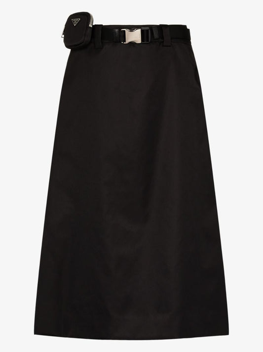 Gabardine Belted Midi Skirt