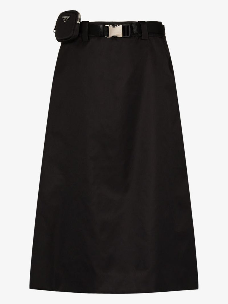 Gabardine Belted Midi Skirt