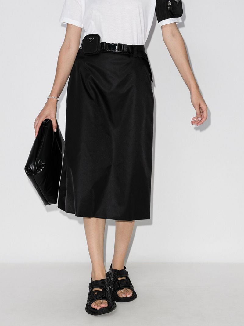 Gabardine Belted Midi Skirt