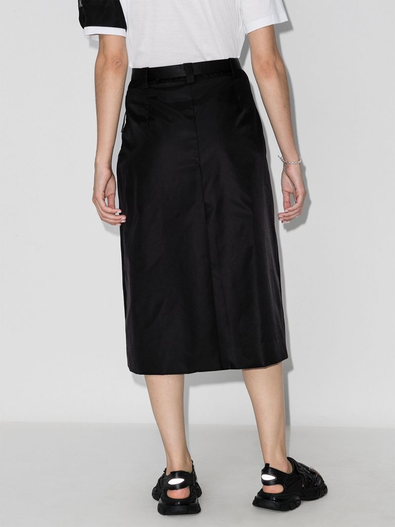 Gabardine Belted Midi Skirt