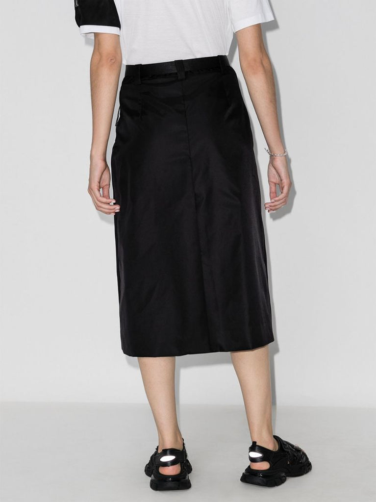Gabardine Belted Midi Skirt