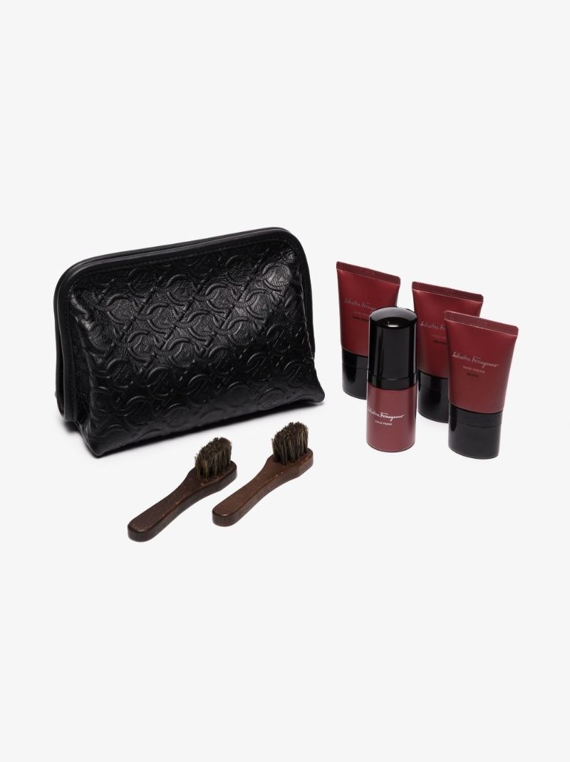 Gancini Embossed Leather Shoe Care Set