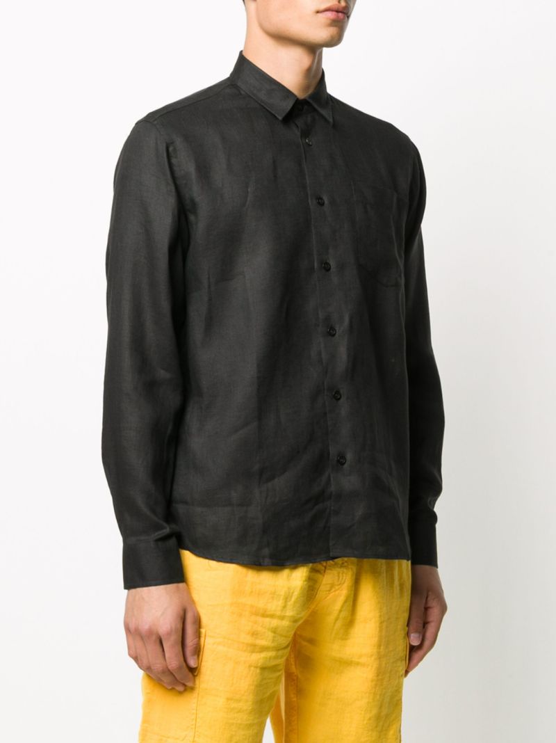 Black Long Sleeve Linen Shirt