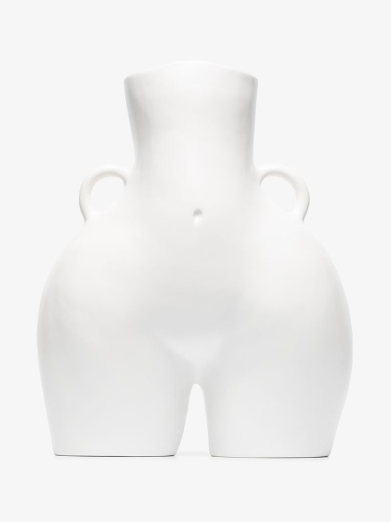 White Love Handles Earthenware Vase