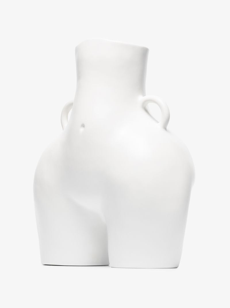 White Love Handles Earthenware Vase