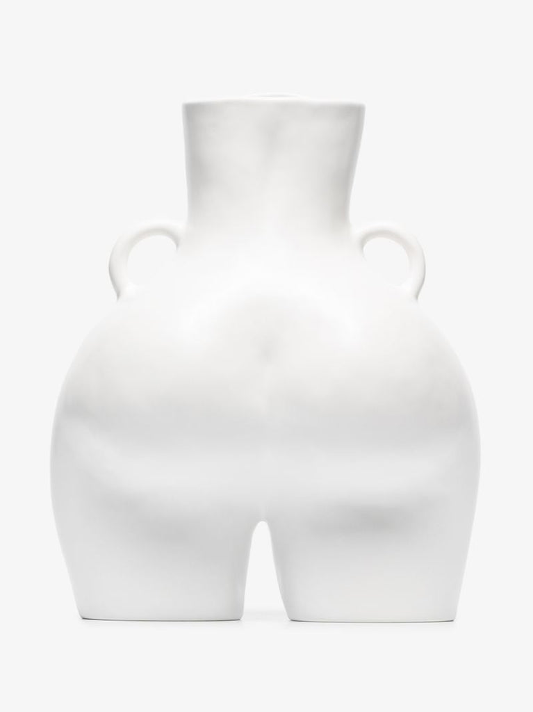 White Love Handles Earthenware Vase