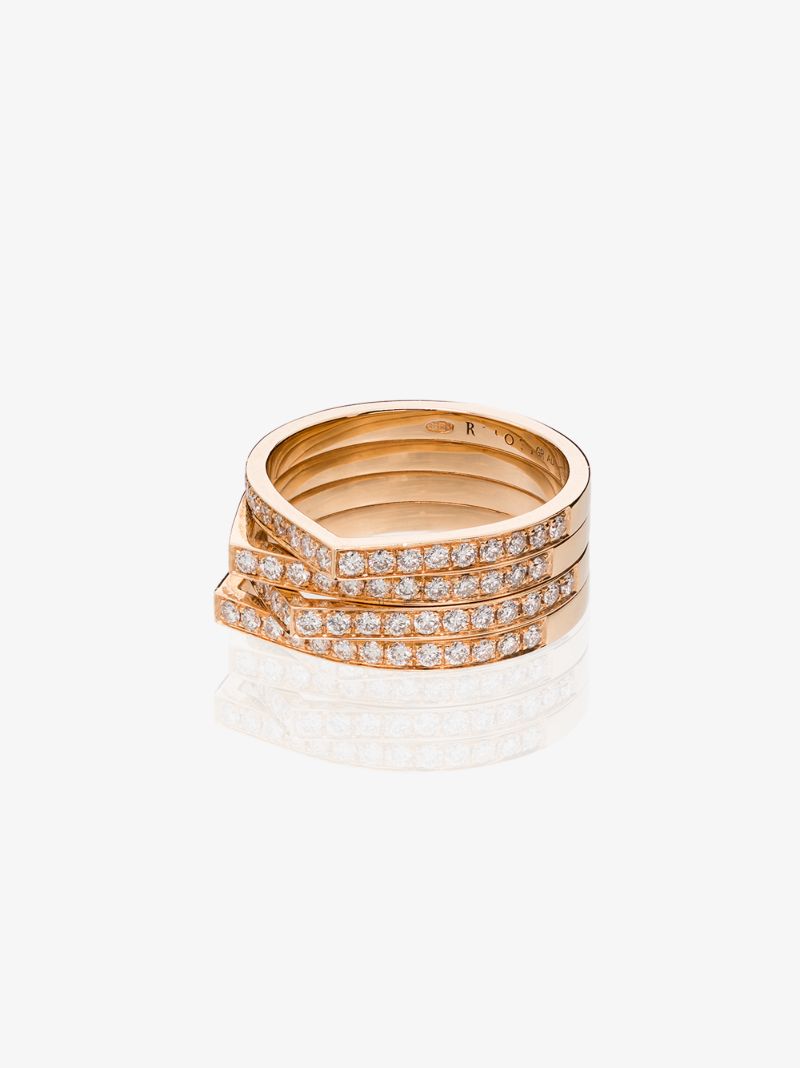 18k Rose Gold Antifer 4 Rows Diamond Ring