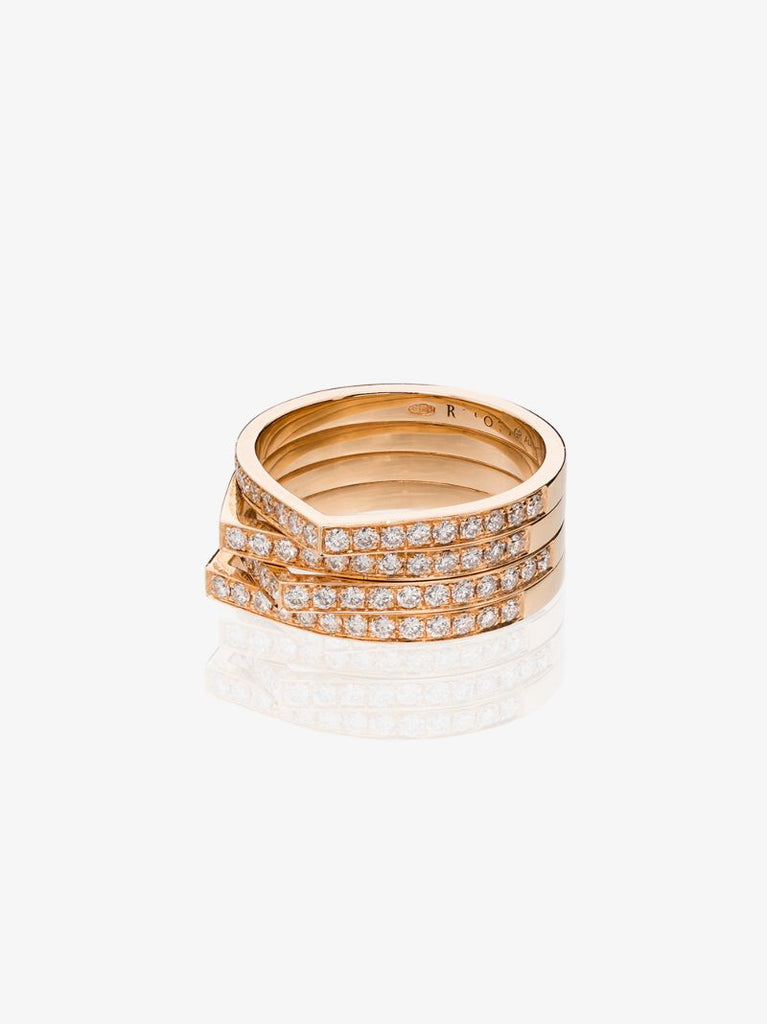 18k Rose Gold Antifer 4 Rows Diamond Ring