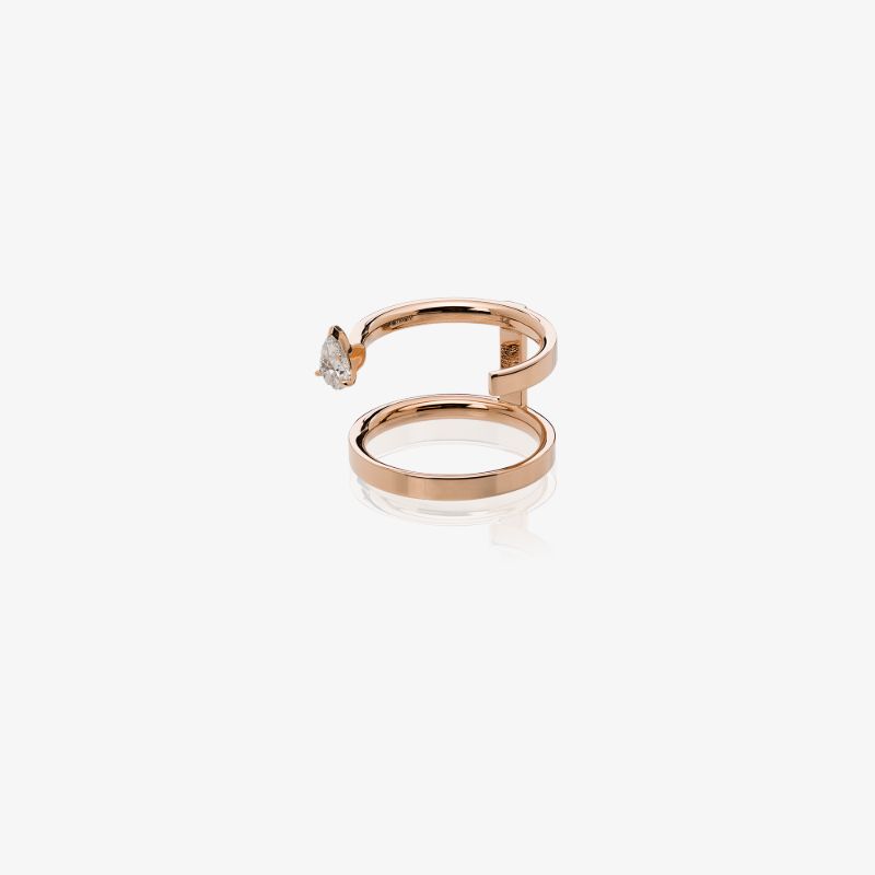 18k Rose Gold Serti Sur Vide Two Row Diamond Ring