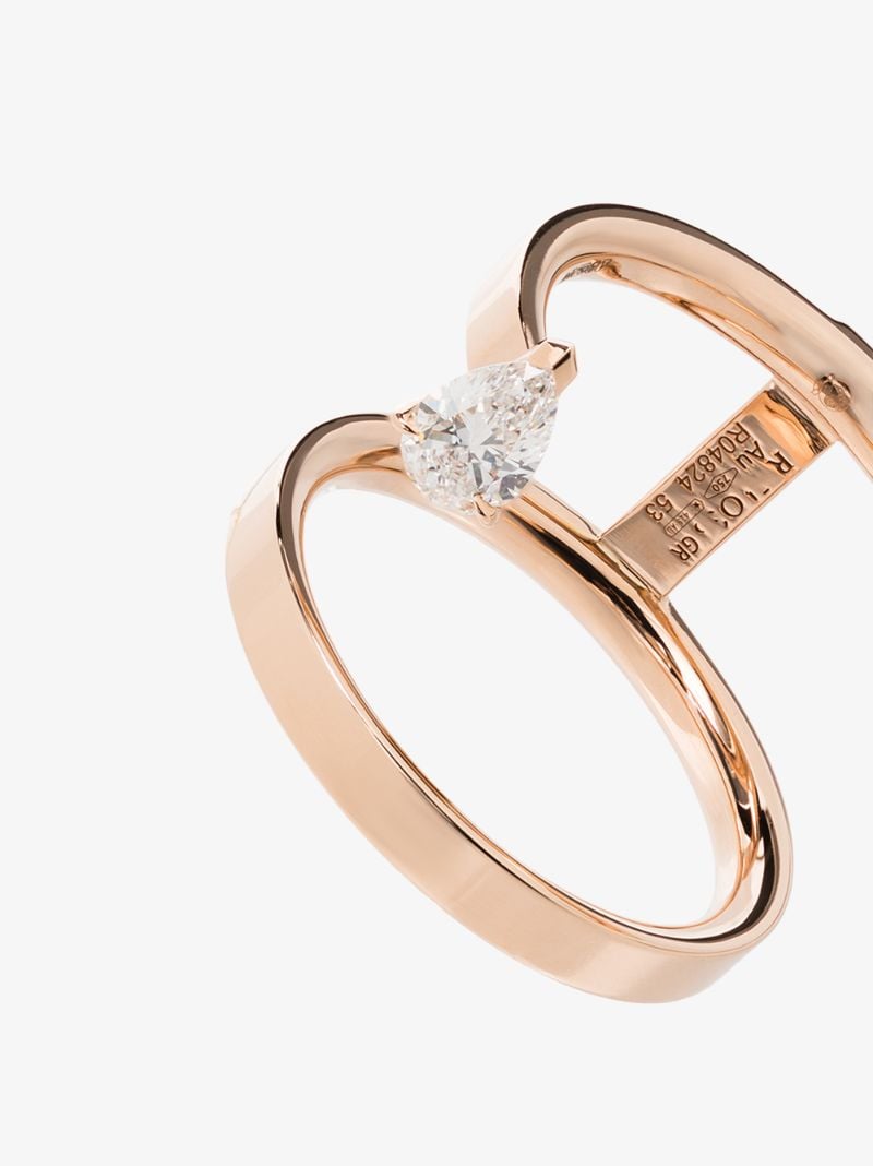 18k Rose Gold Serti Sur Vide Two Row Diamond Ring
