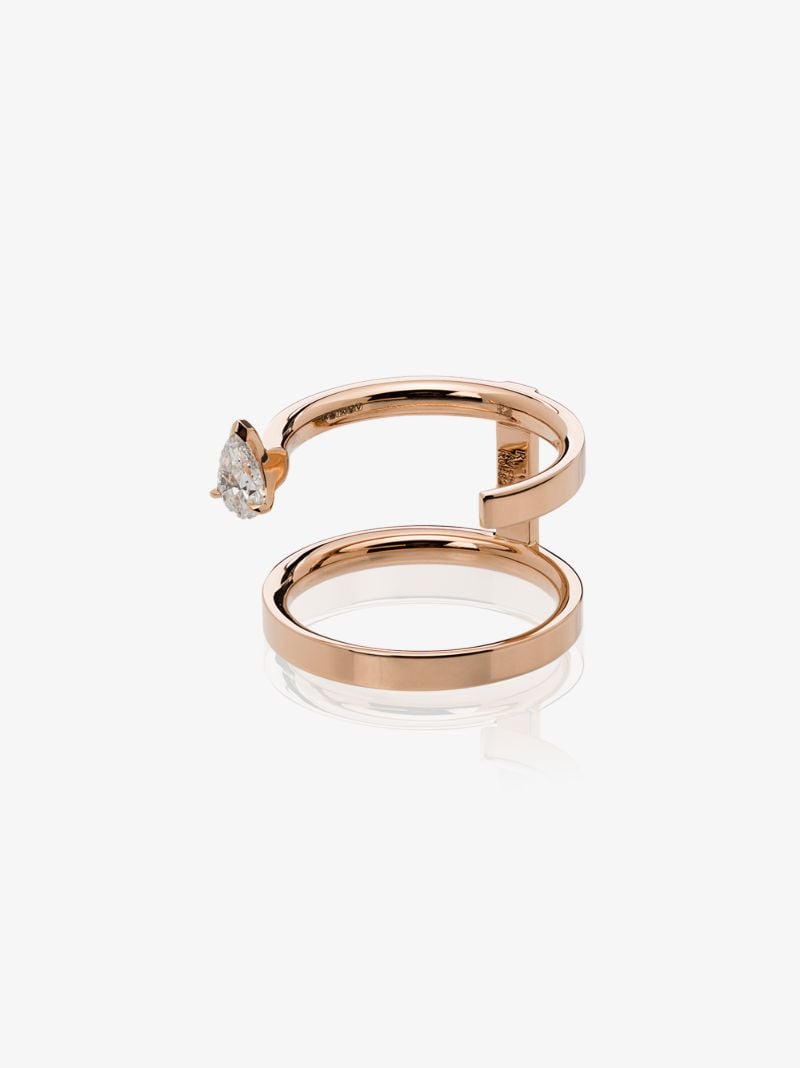 18k Rose Gold Serti Sur Vide Two Row Diamond Ring