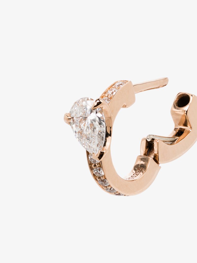 18k Rose Gold Serti Sur Vide Diamond Huggie Earring