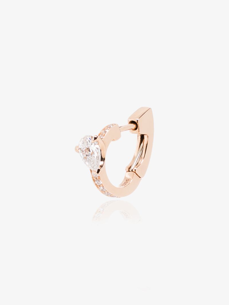 18k Rose Gold Serti Sur Vide Diamond Huggie Earring
