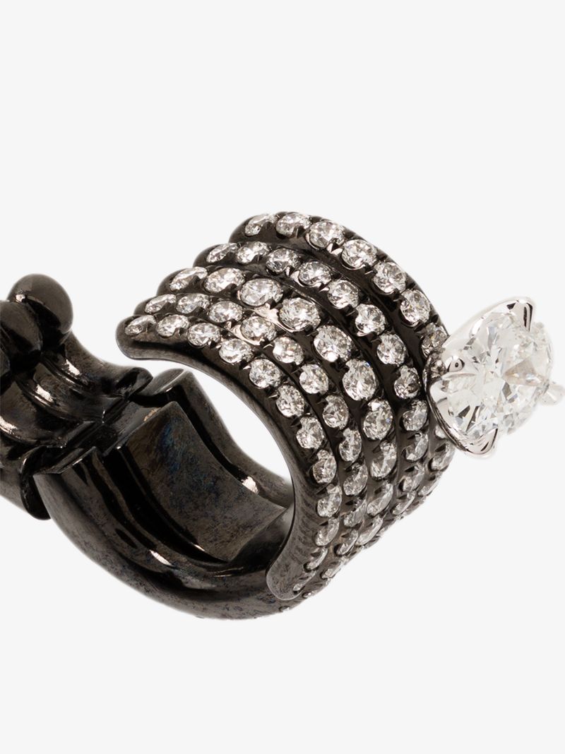 18k Black Gold Blast Diamond Ear Cuff