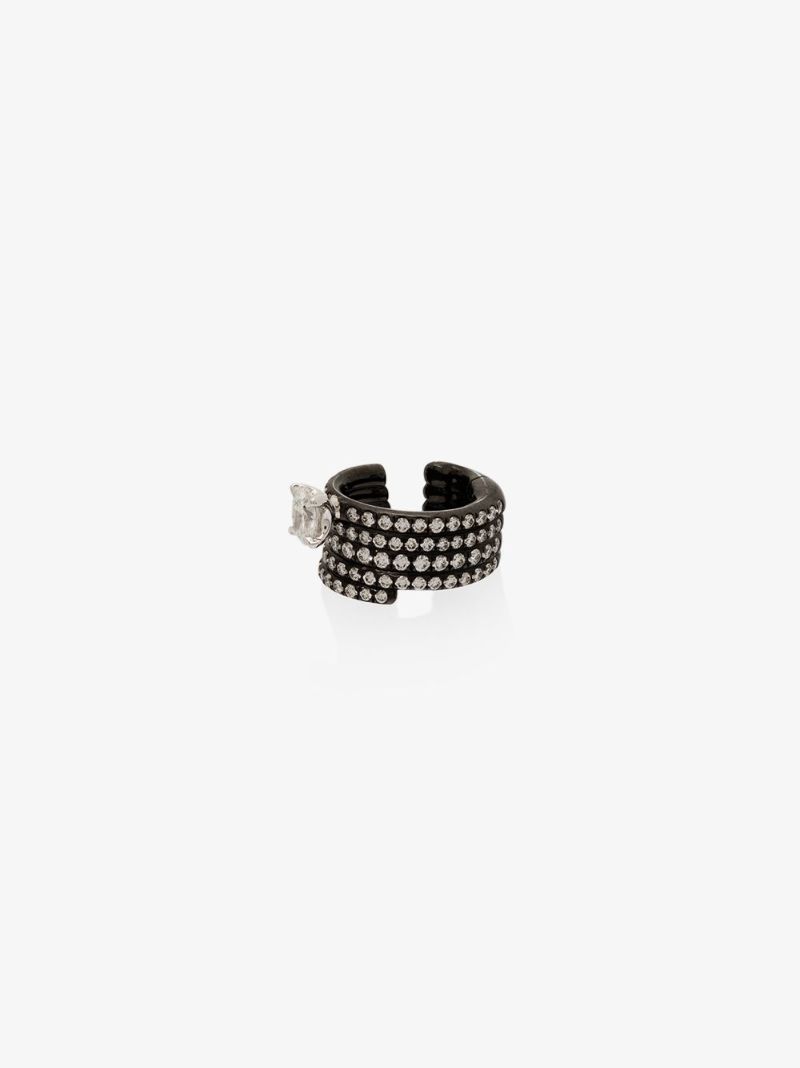 18k Black Gold Blast Diamond Ear Cuff