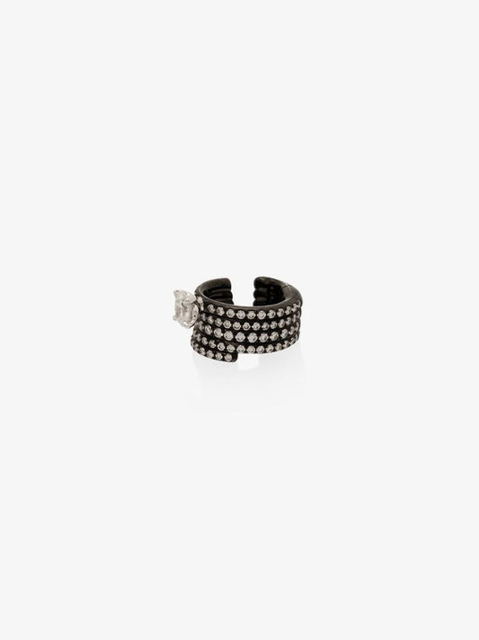 18k Black Gold Blast Diamond Ear Cuff