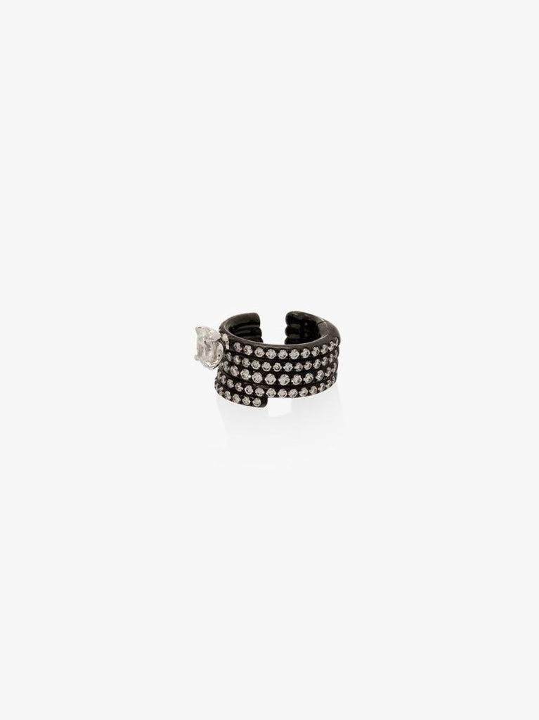 18k Black Gold Blast Diamond Ear Cuff