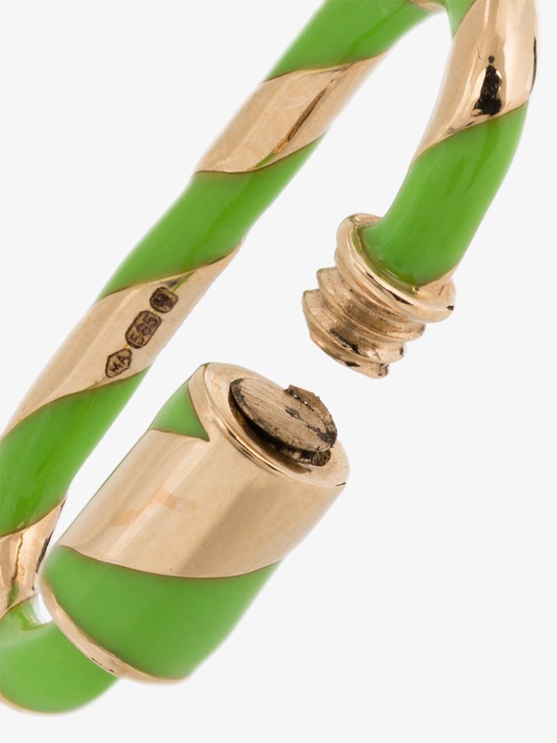 14k Yellow Gold  and Neon Green Medium Striped Enamel Lock Charm