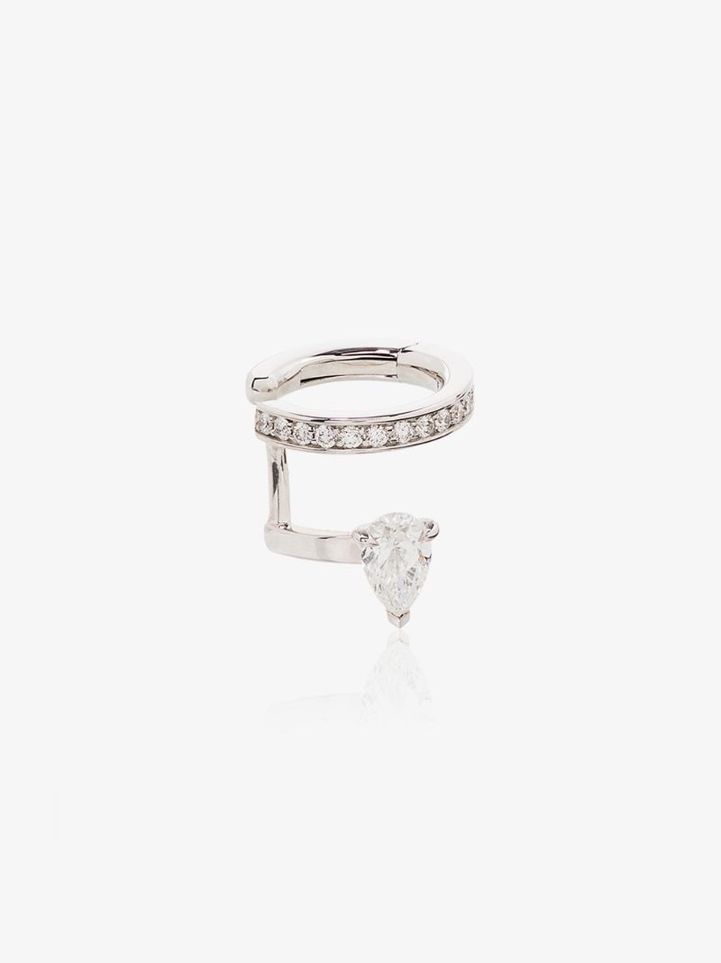 14k White Gold Serti Sur Vide Diamond Single Ear Cuff