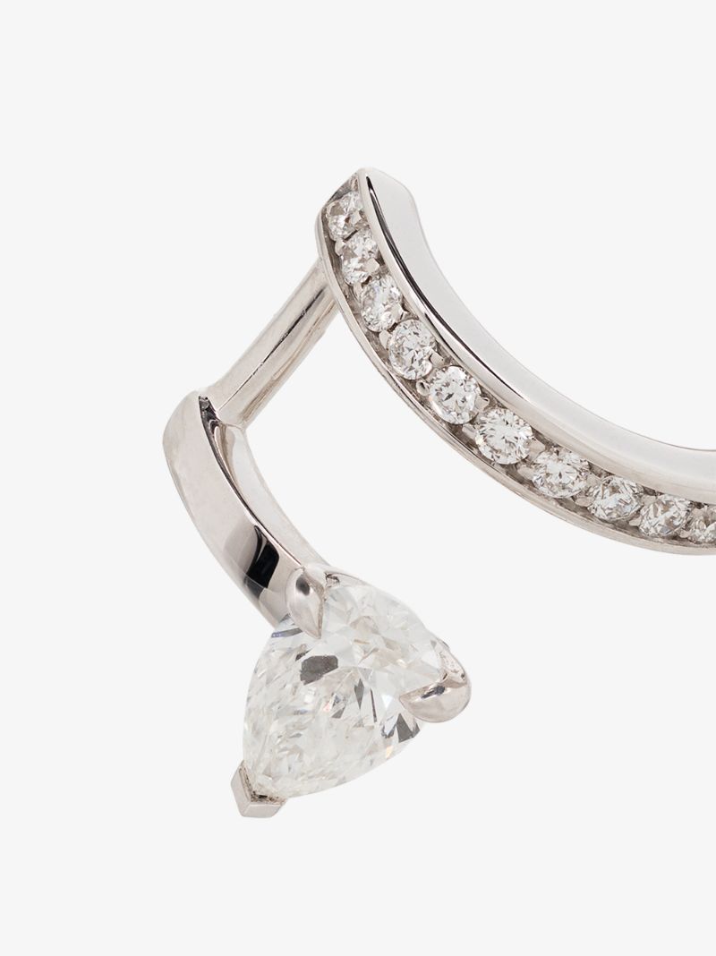 14k White Gold Serti Sur Vide Diamond Single Ear Cuff