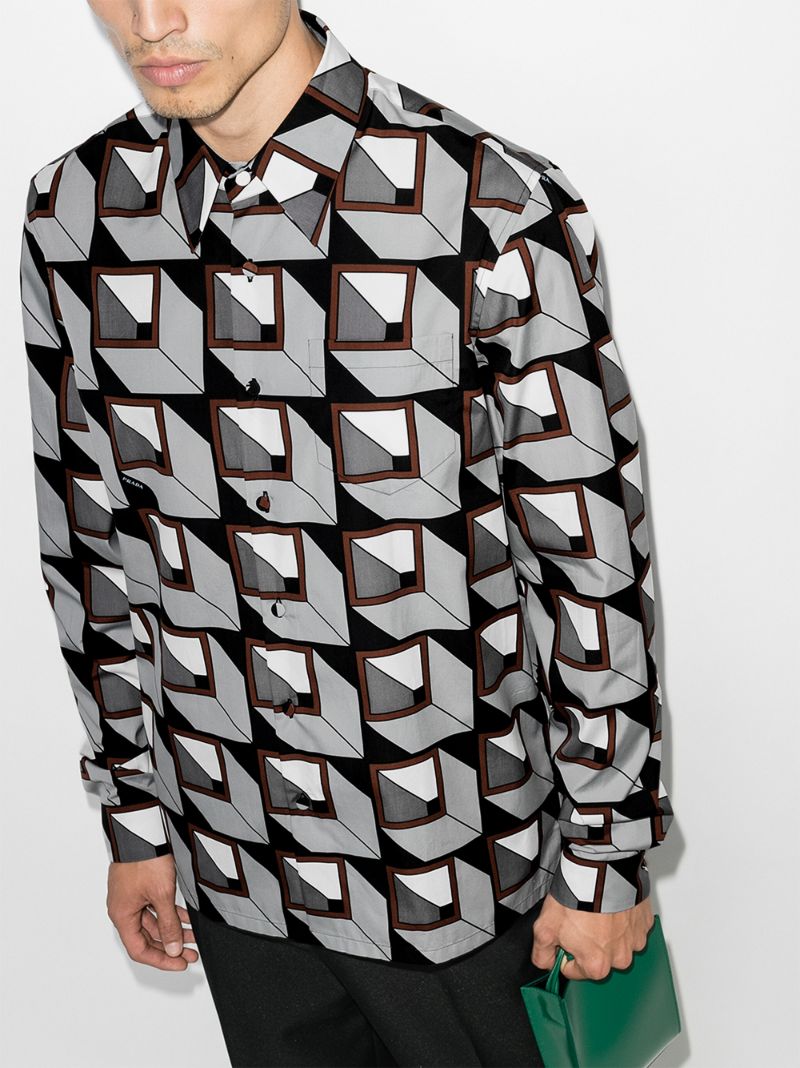 Geometric Print Cotton Shirt