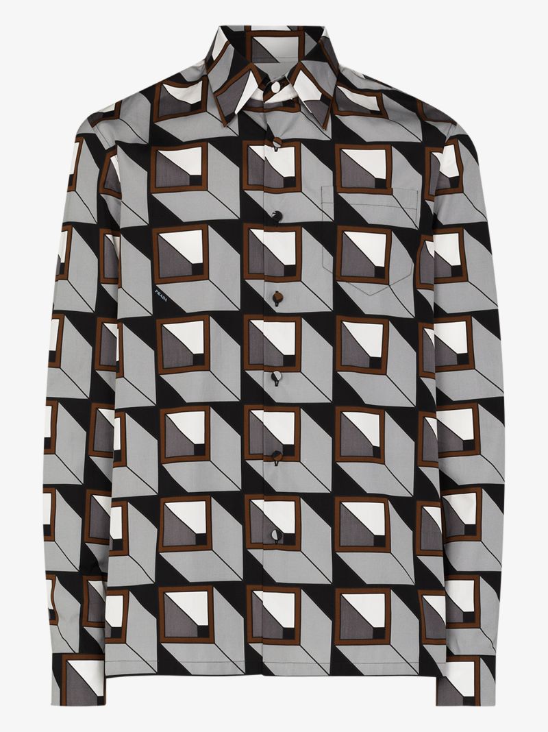 Geometric Print Cotton Shirt