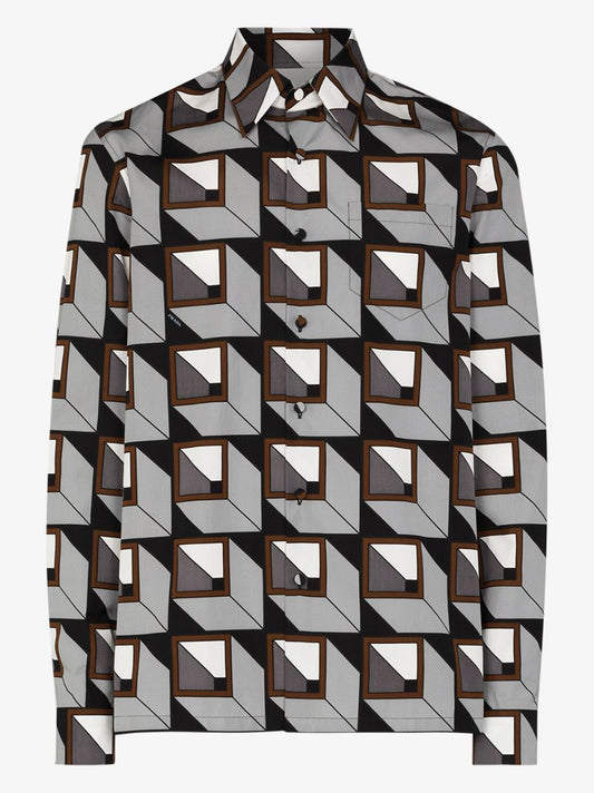 Geometric Print Cotton Shirt
