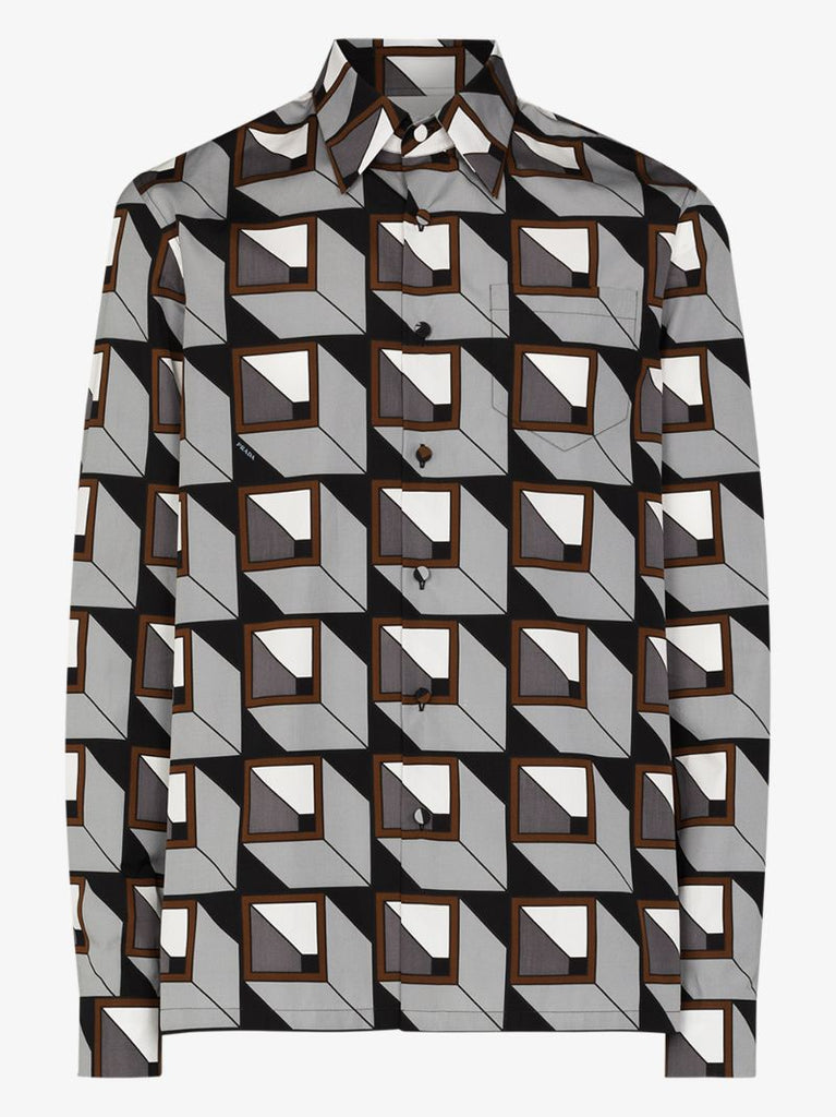 Geometric Print Cotton Shirt