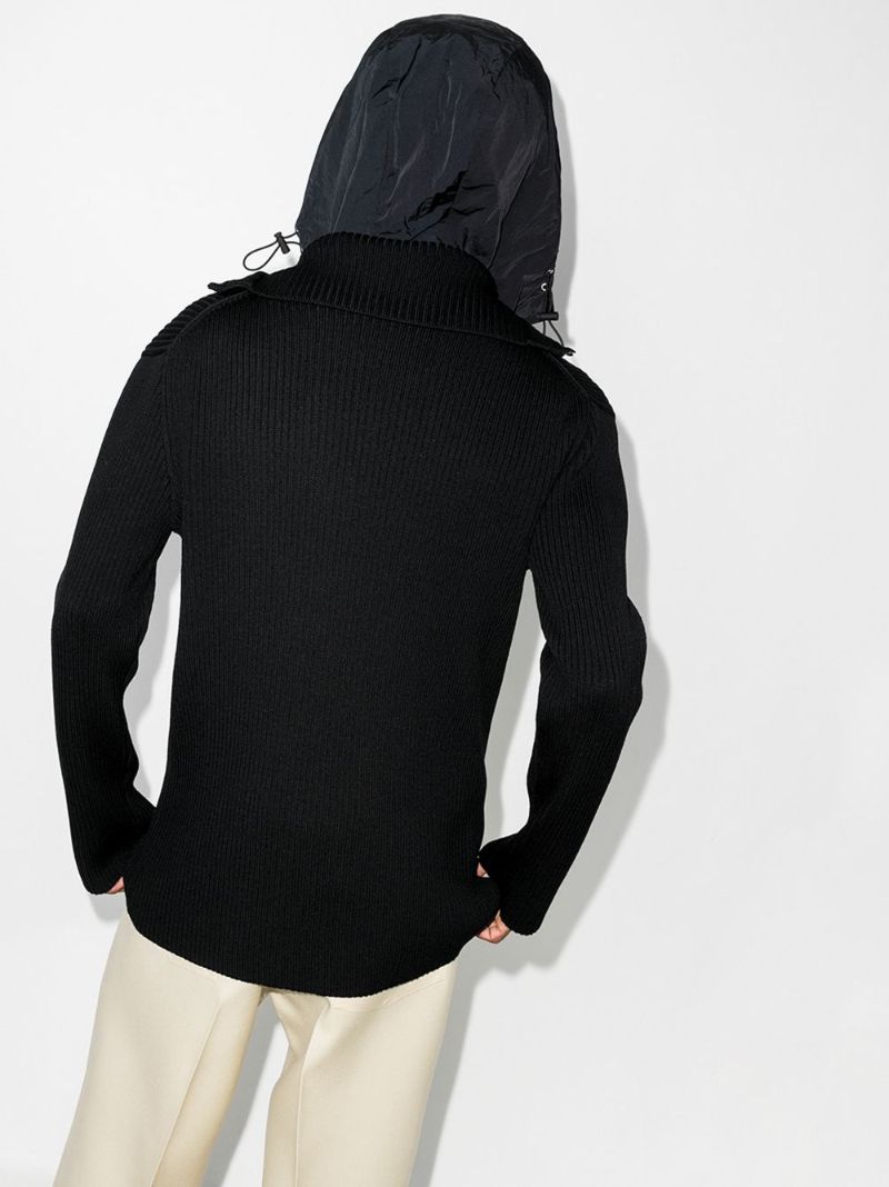 Ribbed Zip-up Hooded Cardigan