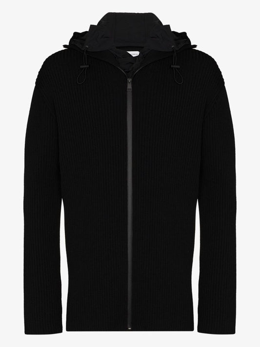 Ribbed Zip-up Hooded Cardigan