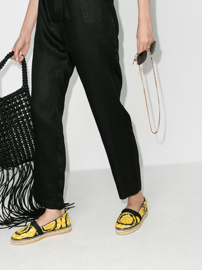 Black Baroque Print Espadrilles