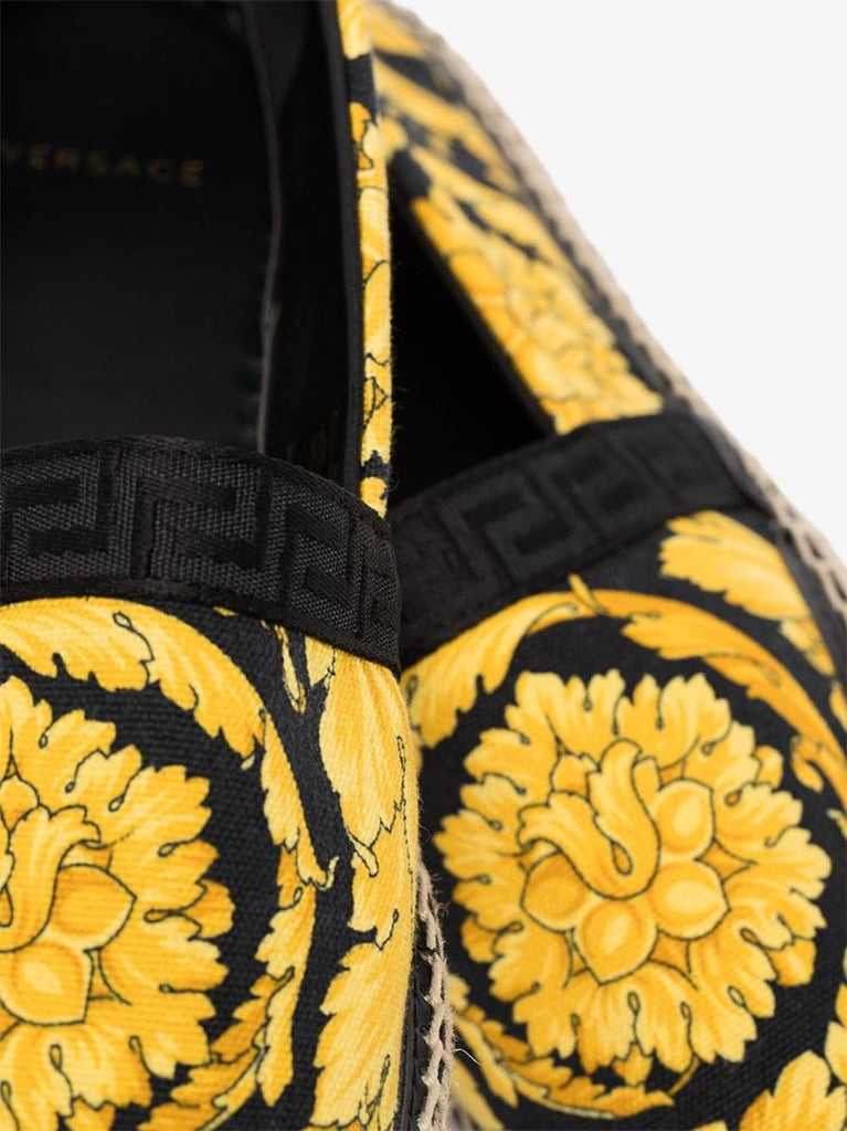 Black Baroque Print Espadrilles