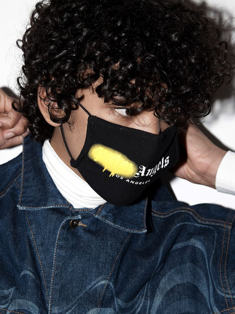 Black Spray Paint Logo Cotton Face Mask
