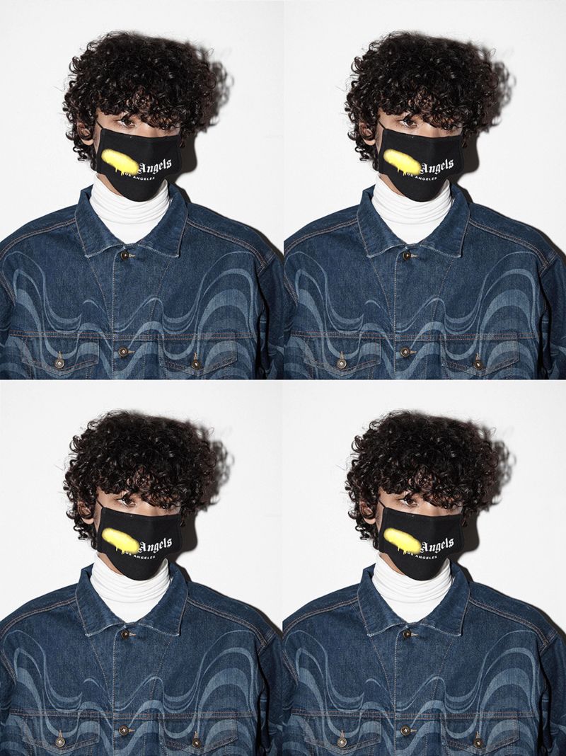 Black Spray Paint Logo Cotton Face Mask