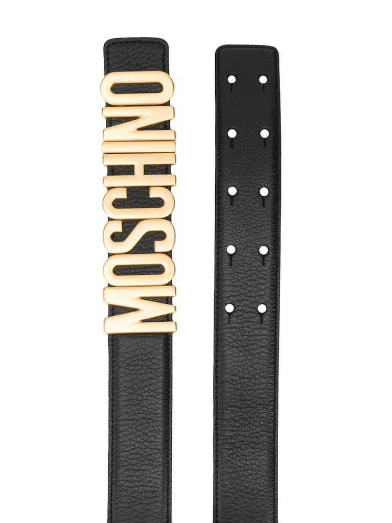 Black Logo Leather Belt